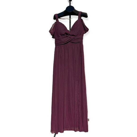 Venus Marron Sheer Cold Shoulder Formal Midi Dress size 14 - Picture 11 of 11